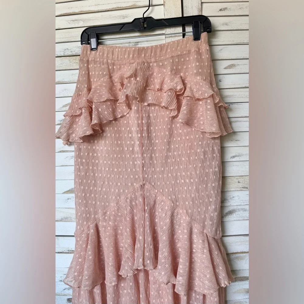 Song of Style Ada Midi Ruffle Skirt in Pink Blush | REVOLVE Size Medium